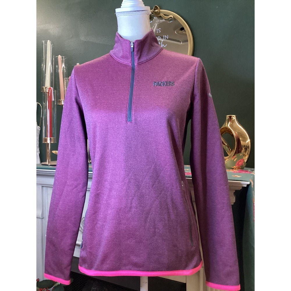 Nike Golf Green Bay Packers Therma-FIT 1/4 Zip Pullover Purple Pink Women Medium